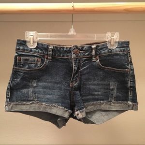 Distressed Dark Wash Jean Shorts